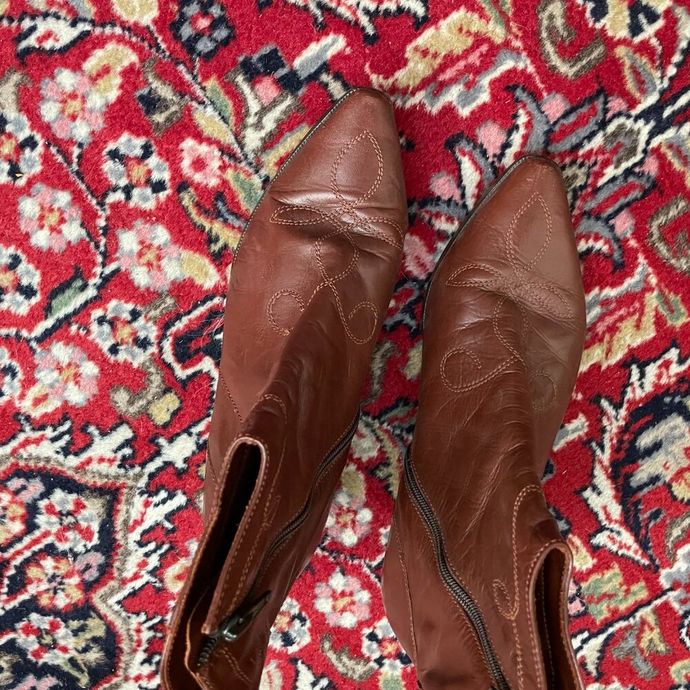 Leather Brown Ankle Boots Western Size 8.5 Ipanema Made in Brazil